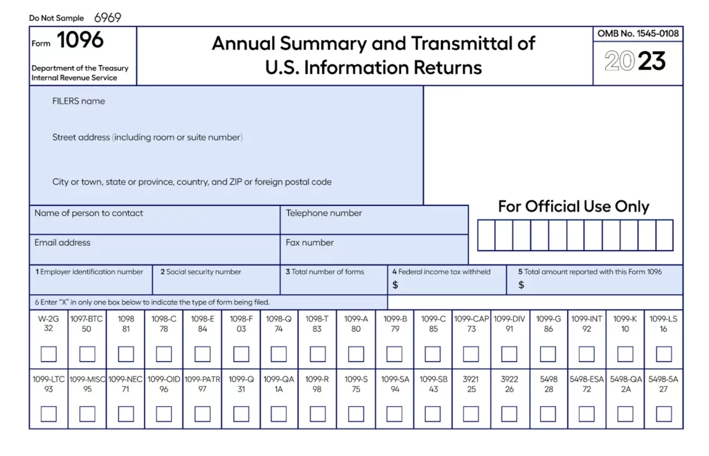 thumbnail image 2 of 10-Pack 2017 IRS Form 1096 – Official Government Printing Office, For 1099-MISC Transmittal 2 of 5
