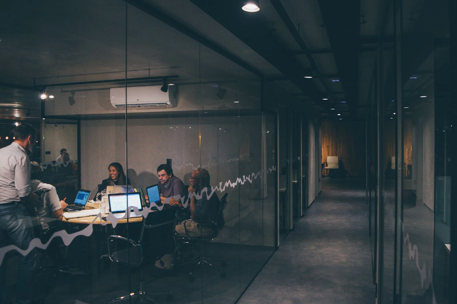 An office with people working remotely