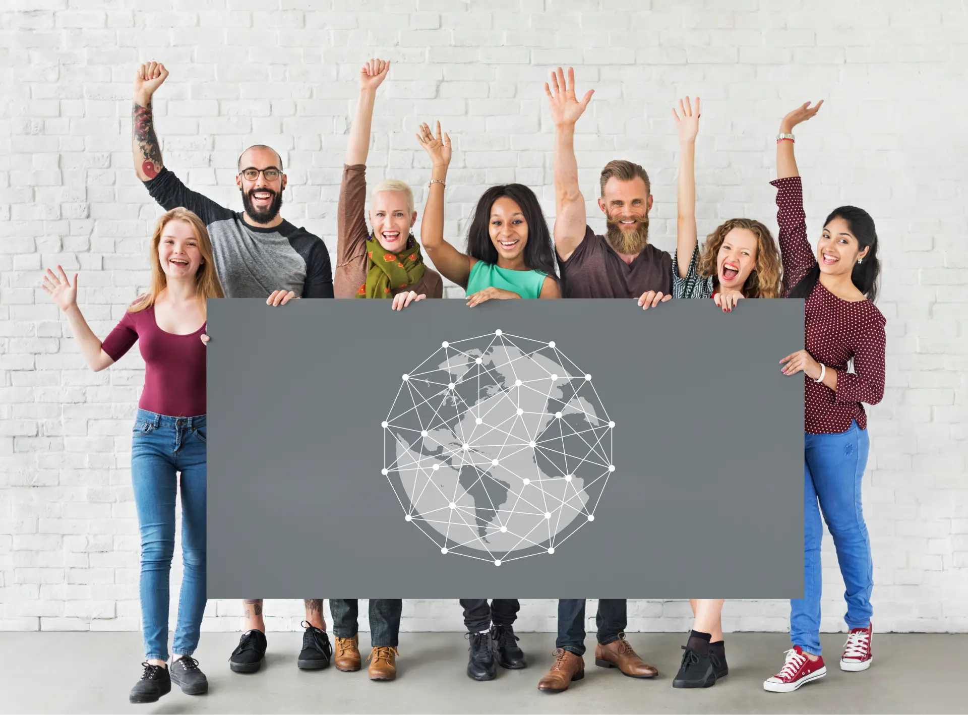 Students Holding Network Graphic Overlay Banner 1