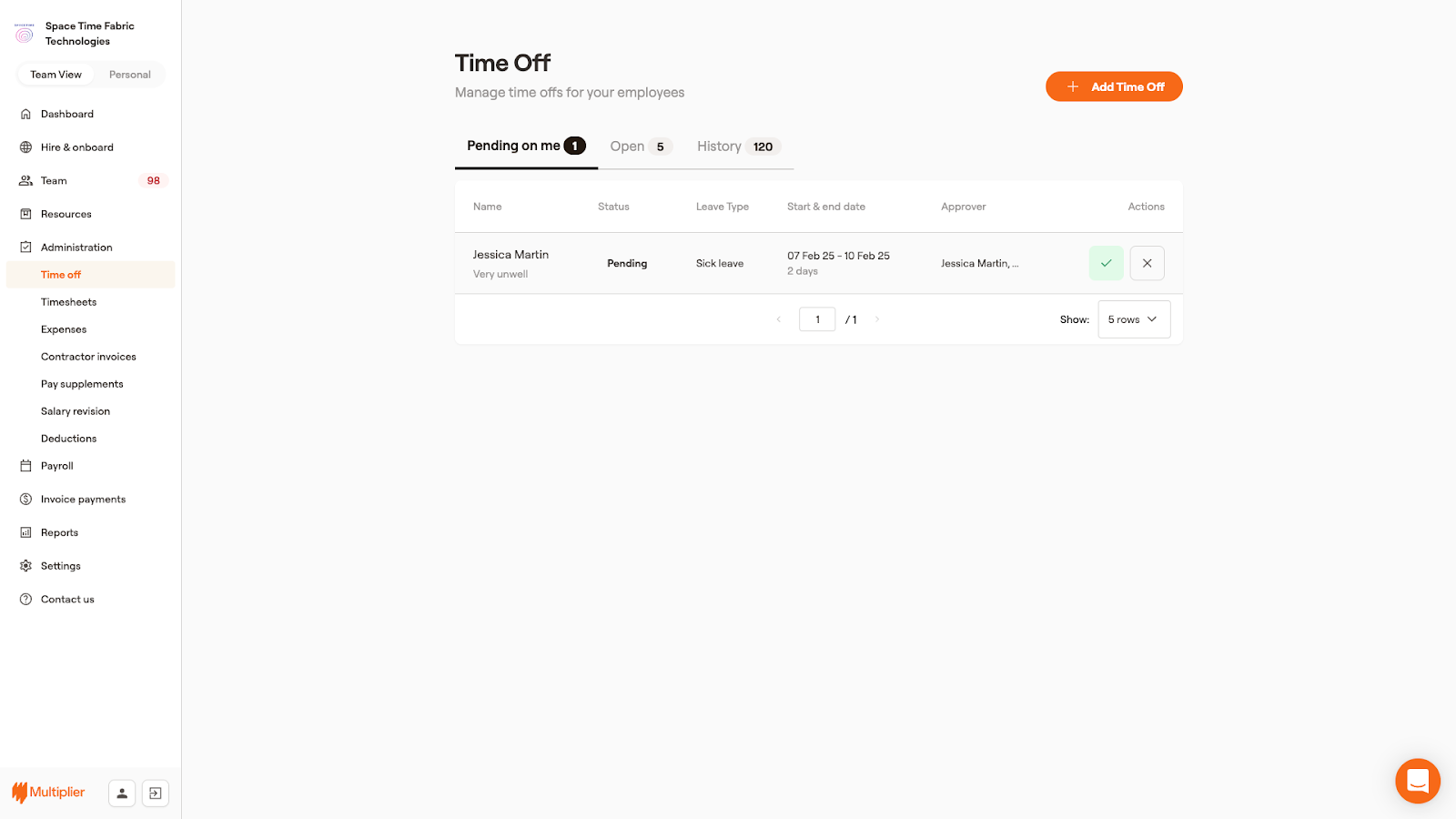 Time off management for employees hired using an Employer of Record. 