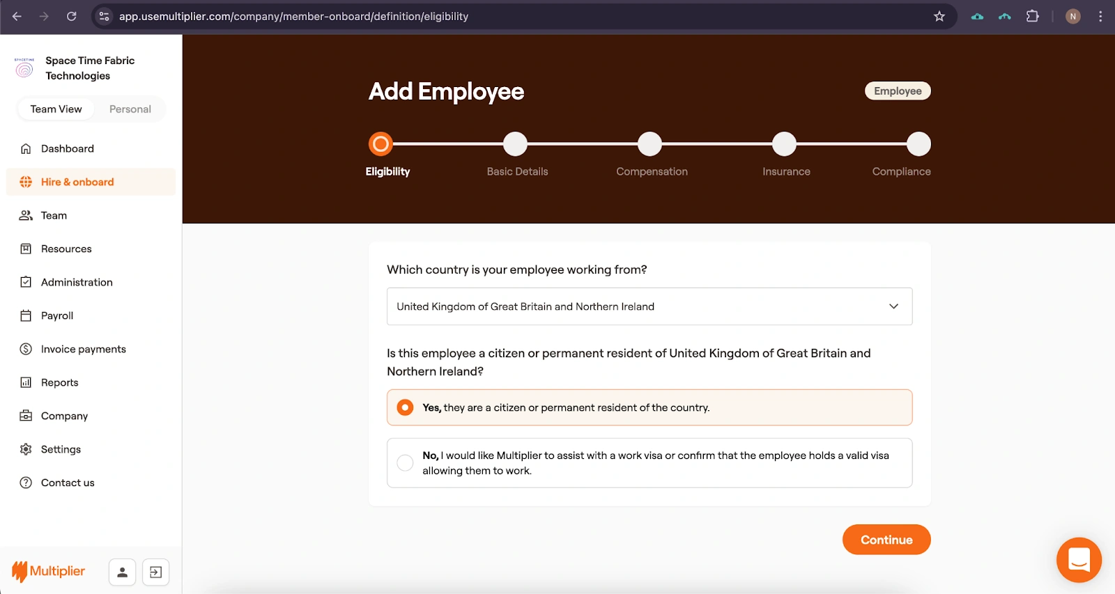 Employee eligibility for hiring using an Employer of Record in the United Kingdom. 