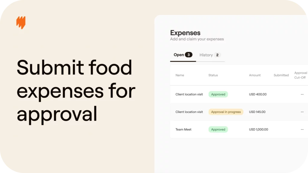 How to submit food expenses for approval