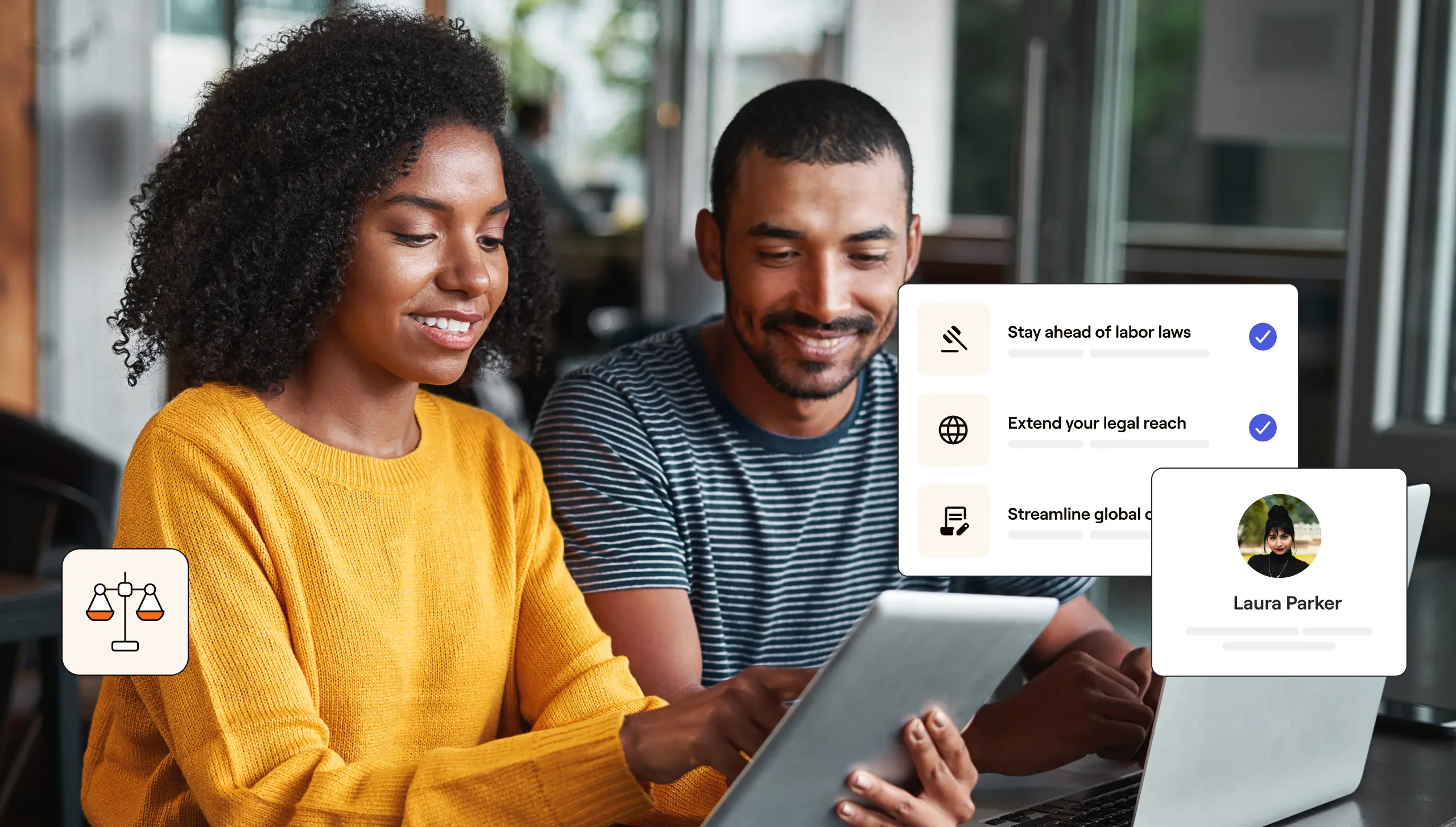 A user operating a tablet to communicate with a chatbot, demonstrating technology use in a legal context.